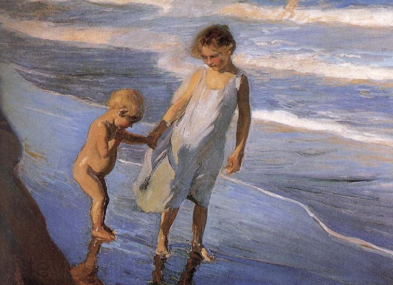 Joaquin Sorolla Two children in Valencia Beach Norge oil painting art